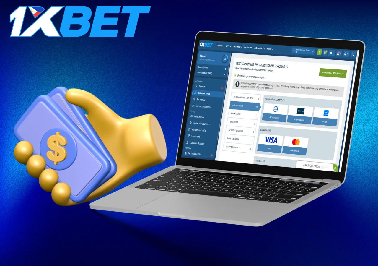 Withdrawal of funds in the bookmaker 1xbet