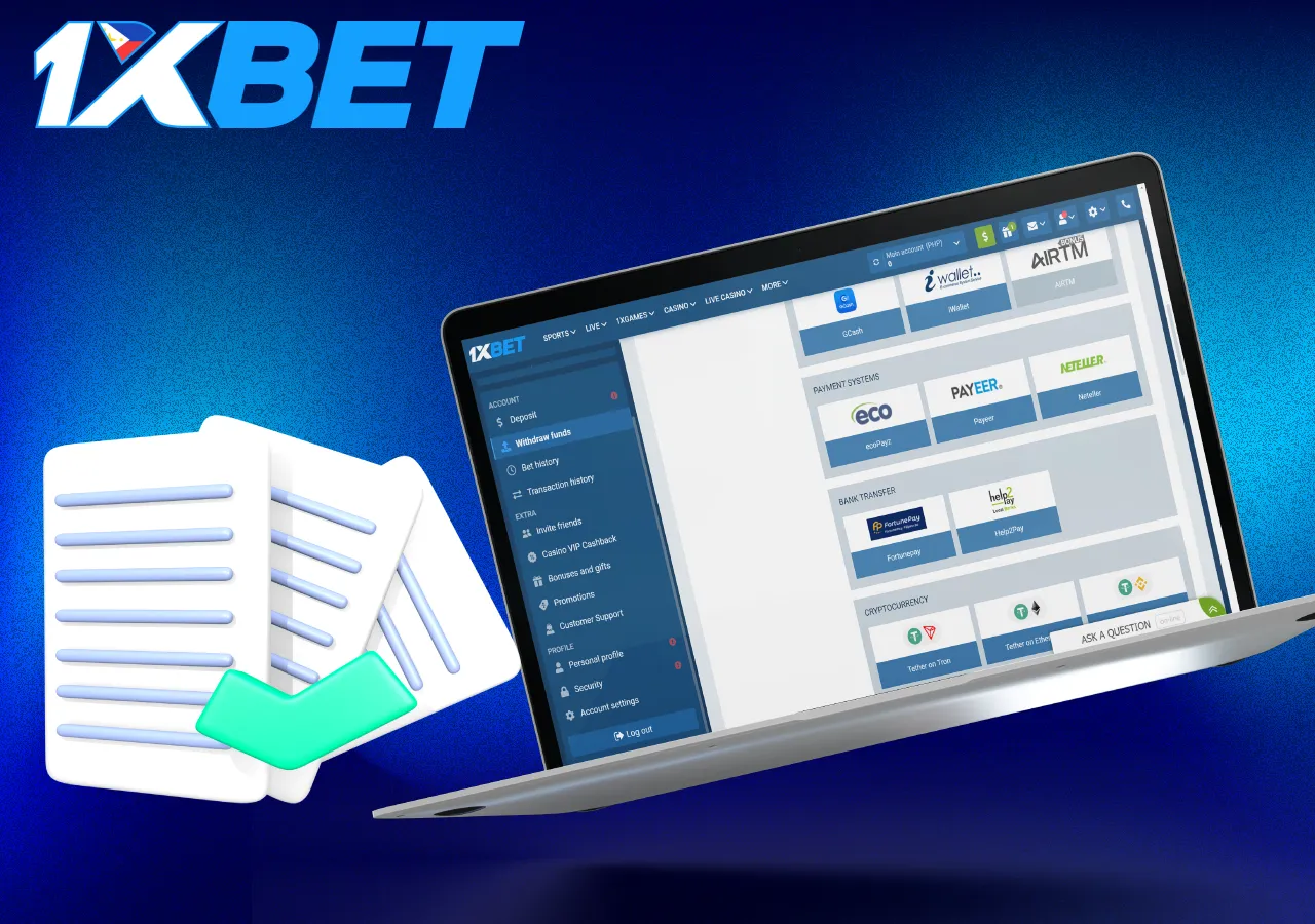 Payment terms at 1Xbet Casino