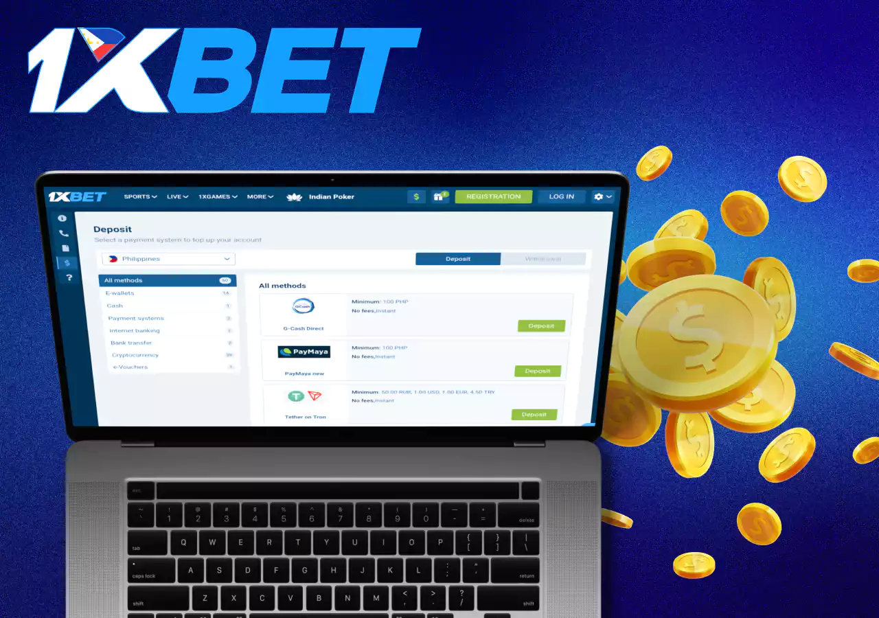 Available payment methods on the bookmaker's platform